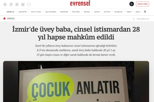 evrensel izmirde uvey baba cinsel istismardan 28 yil hapse mahk m edildi