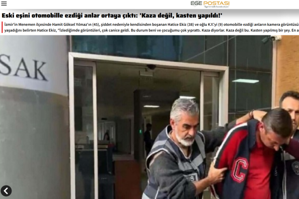 ege postasi eski esini otomobille ezdigi anlar ortaya cikti kaza degil kasten yapildi