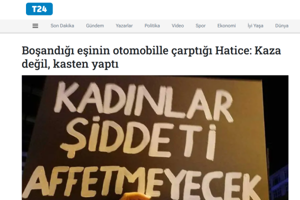 t24 bosandigi esinin otomobille carptigi hatice kaza degil kasten yapti