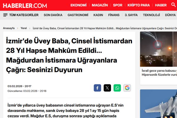 haberlercom izmirde uvey baba cinsel istismardan 28 yil hapse mahk m edildi magdurdan istismara ugrayanlara cagri sesinizi duyurun