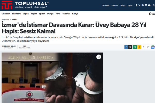 toplumsal izmerde istismar davasinda karar uvey babaya 28 yil hapis sessiz kalma