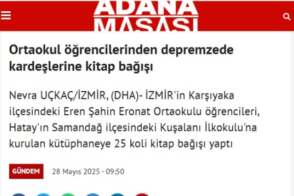 ortaokul ogrencilerinden depremzede kardeslerine kitap bagisi adanamasasi ortaokul ogrencilerinden depremzede kardeslerine kitap bagisi adanamasasi