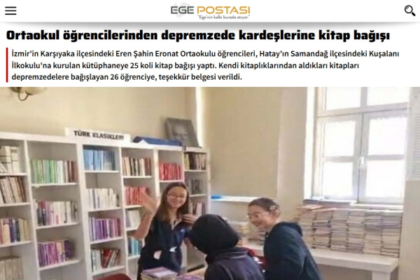 ortaokul ogrencilerinden depremzede kardeslerine kitap bagisi ortaokul ogrencilerinden depremzede kardeslerine kitap bagisi