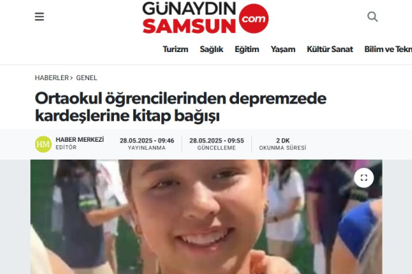 ortaokul ogrencilerinden depremzede kardeslerine kitap bagisi gunaydinsamsun ortaokul ogrencilerinden depremzede kardeslerine kitap bagisi gunaydinsamsun