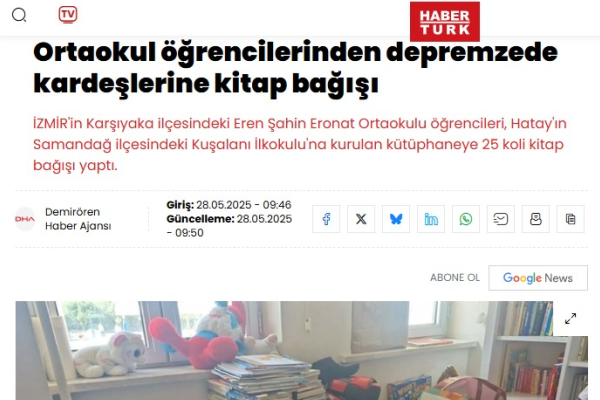 ortaokul ogrencilerinden depremzede kardeslerine kitap bagisi haberturk ortaokul ogrencilerinden depremzede kardeslerine kitap bagisi haberturk