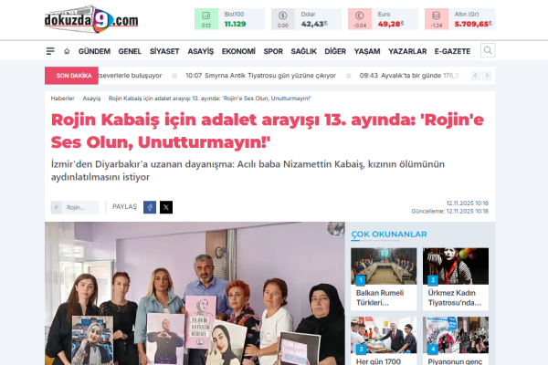 rojin kabais icin adalet arayisi 13 ayinda rojine ses olun unutturmayin