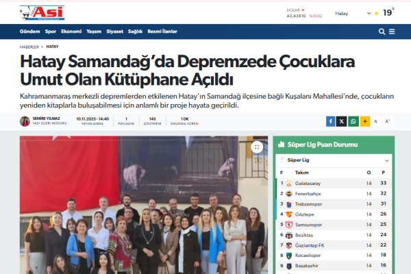 hatay samandag da depremzede cocuklara umut olan kutuphane acildi