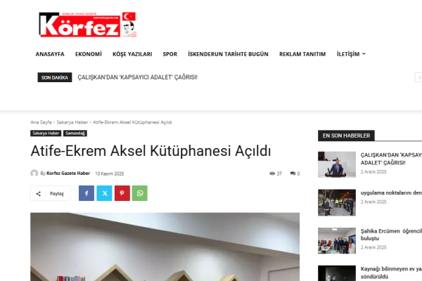 atife ekrem aksel kutuphanesi acildi